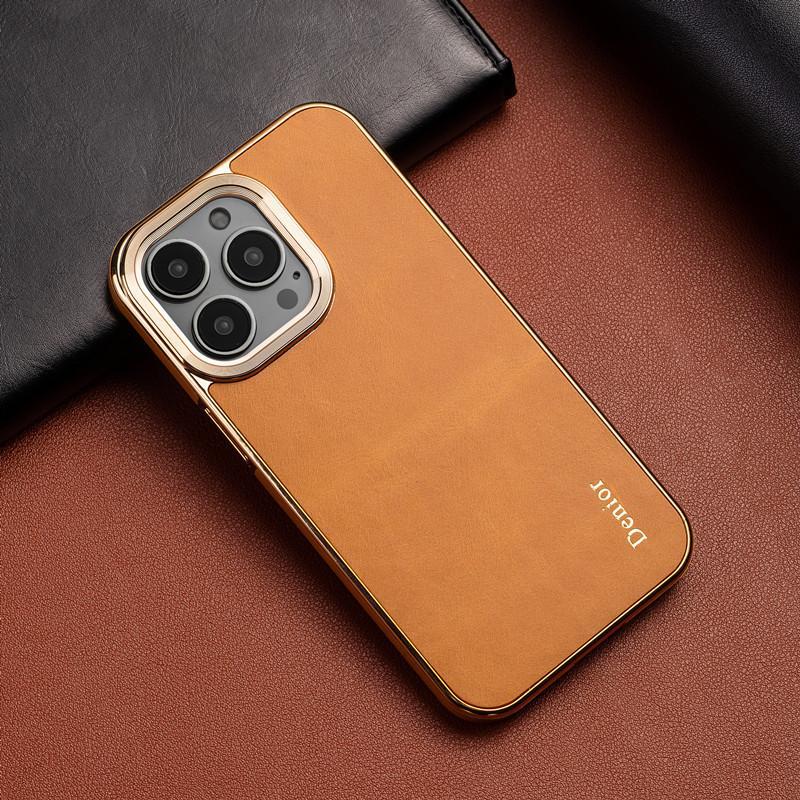 Ốp lưng da thật chống sốc cho iPhone 12/13/14/15 Pro Max/16 — 【Da xe sang màu đen★Da bò lớp đầu tiên] Quy trình mạ điện lỗ lớn ống kính, 【Da xe sang màu nâu★Da bò lớp đầu tiên] Quy trình mạ điện lỗ lớn ống kính, 【Da xe sang màu đỏ rượu★Da bò lớp đầu tiên] Quy trình mạ điện lỗ lớn ống kính chi tiết 8