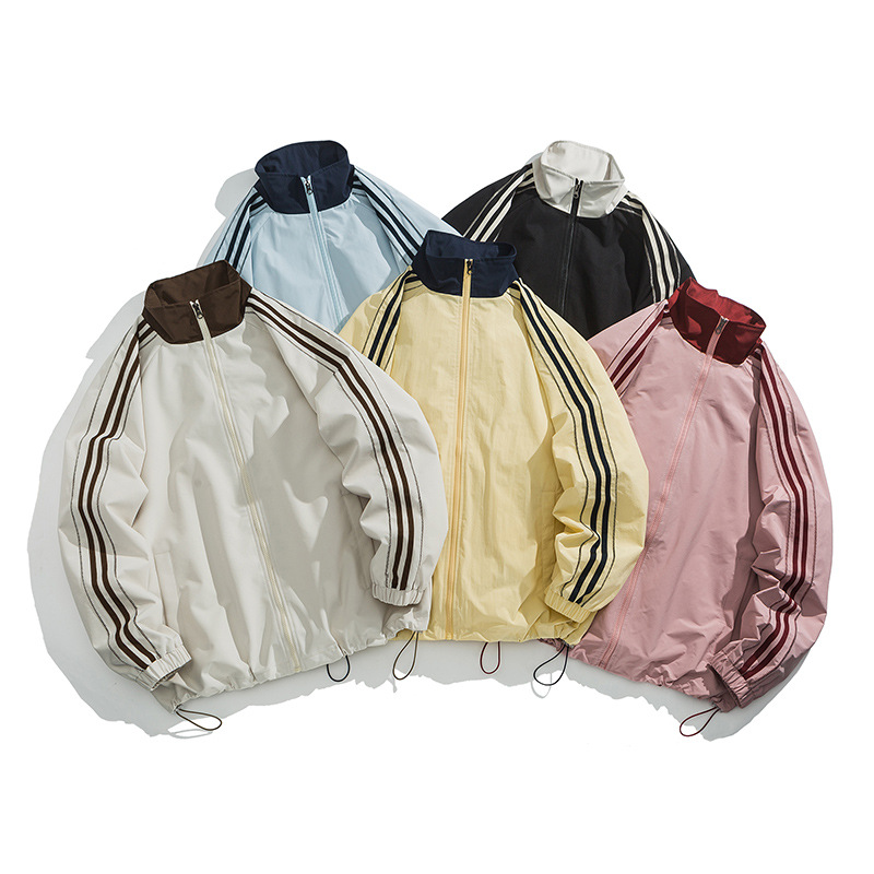 Herenjas 2024 Nieuwe Jeugd Dunne Losse Drie Bar Sport Hoodie Winddichte Jas_voghion.com