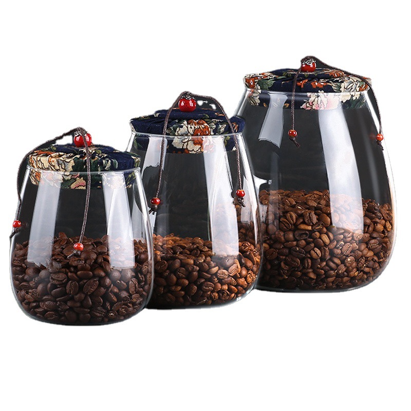 Botella de almacenamiento de granos de café botella de vidrio sellada botella con tapa alimentos de gran capacidad tarro de té granos tarro de almacenamiento de cocina