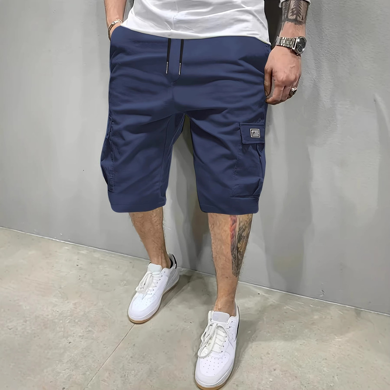 Cross-Border Trendy Casual Shorts for Men, Summer Loose Sports Pants with Adjustable Drawstring Waist, Five-Point Shorts, New Summer Style Cross-Border Trendy Casual Shorts for Men, Summer Loose Sports Pants with Adjustable Drawstring Waist, Five-Point Shorts, New Summer Style