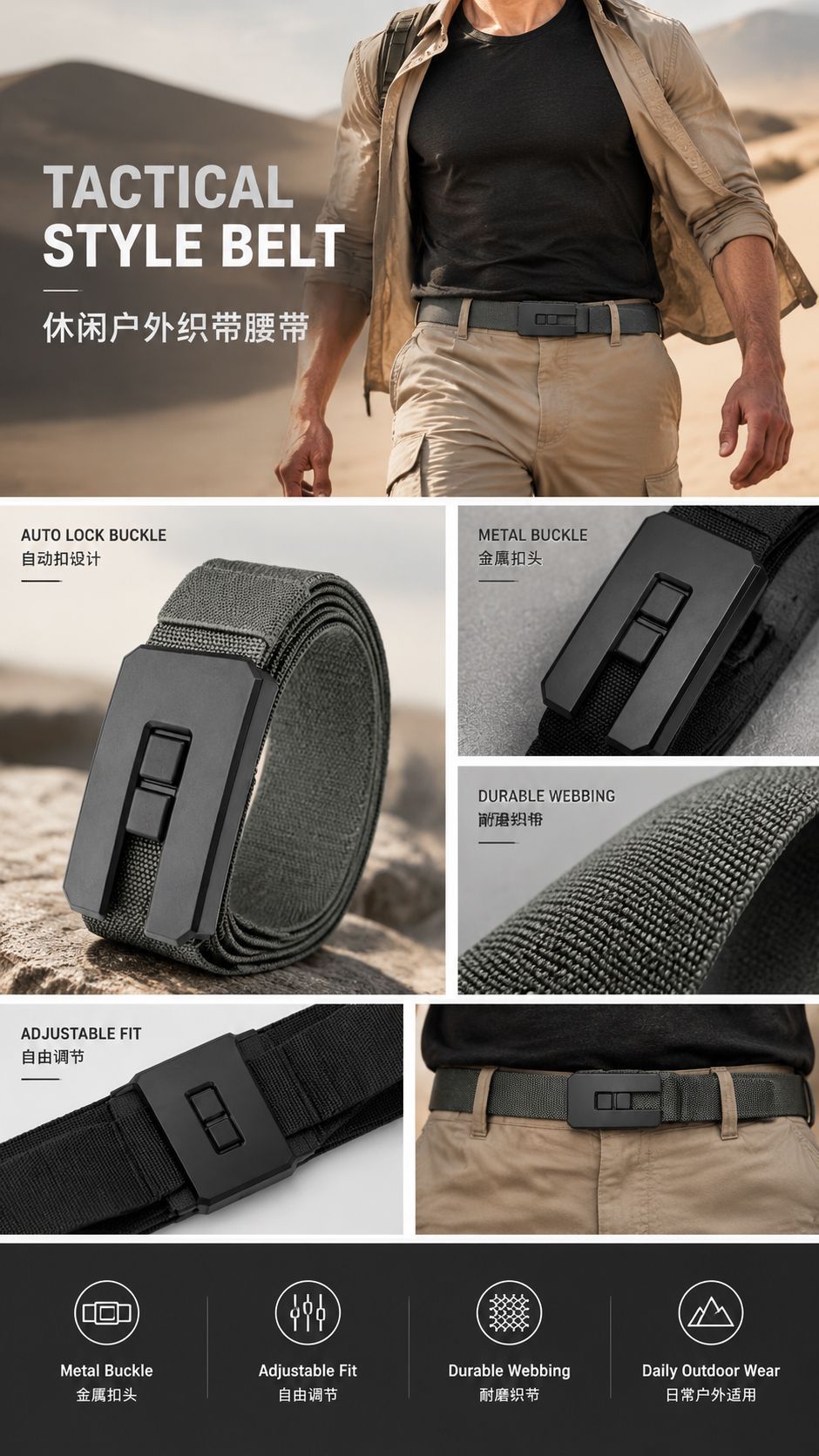 Elastik Bel Naylon Taktik Kemeri Askeri Eğitim Erkek Alaşım İtme-Çekme Toka Esnek Outdoor Spor Trend Deri Kemer