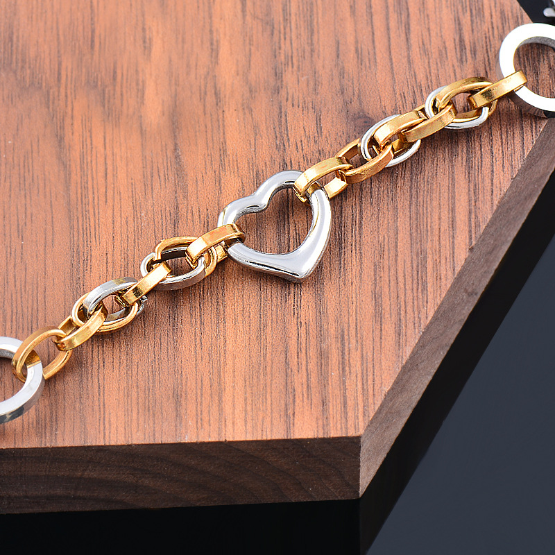 Fashion Heart Shape Titanium Steel Plating Bracelets 1 Piece