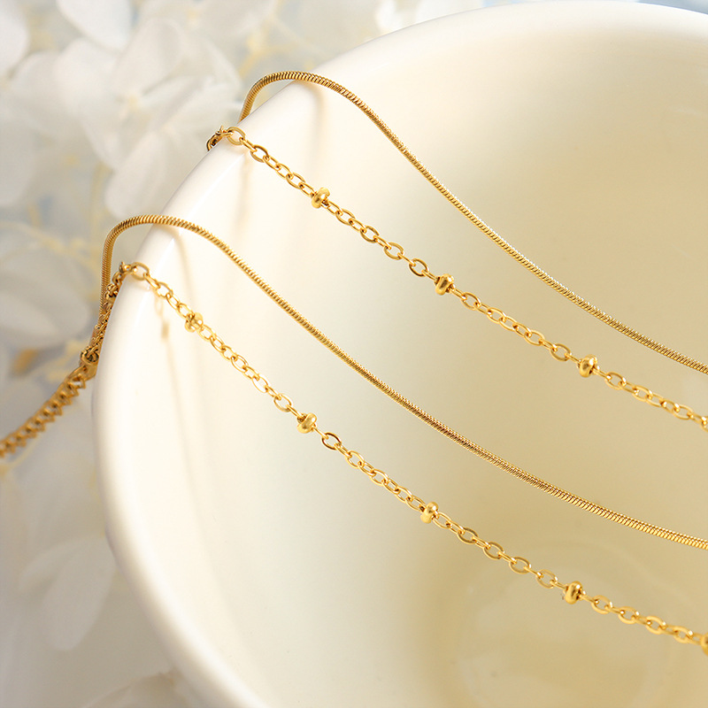 Ins Jewelry Exquisite Double Layer Snake Bone Chain Exquisite Bracelet Wrapped Bead Chain Titanium Steel Gold Plated Handpiece_voghion.com