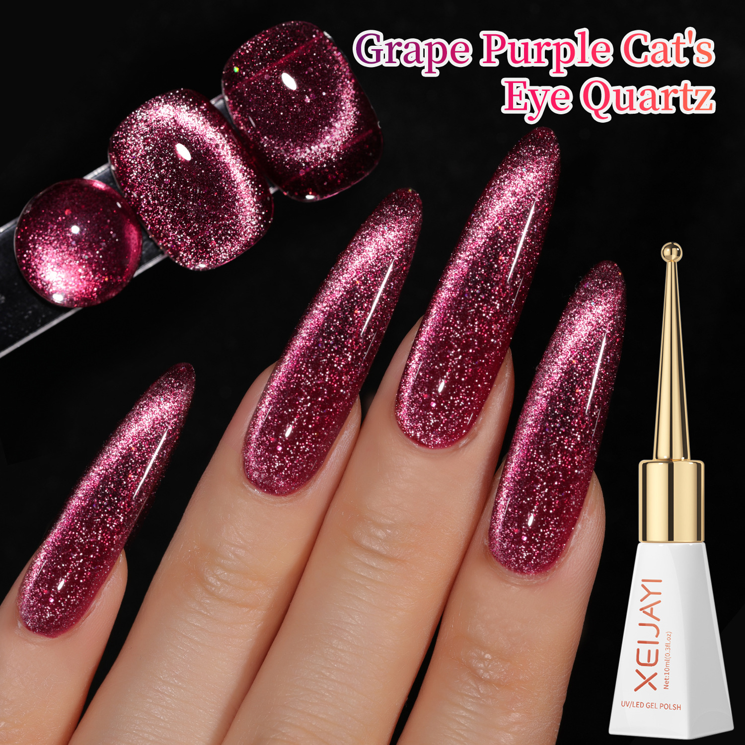 Esmalte de Uñas en Gel Ojo de Gato Amatista de Secado Rápido