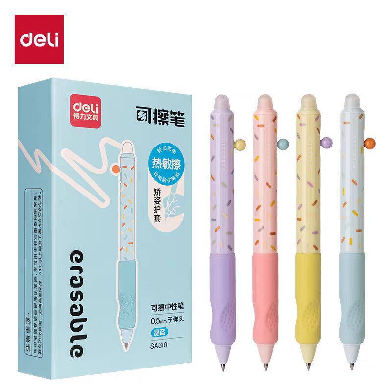 得力SA310按动可擦中性笔0.5mm子弹头中性笔学生专用|undefined