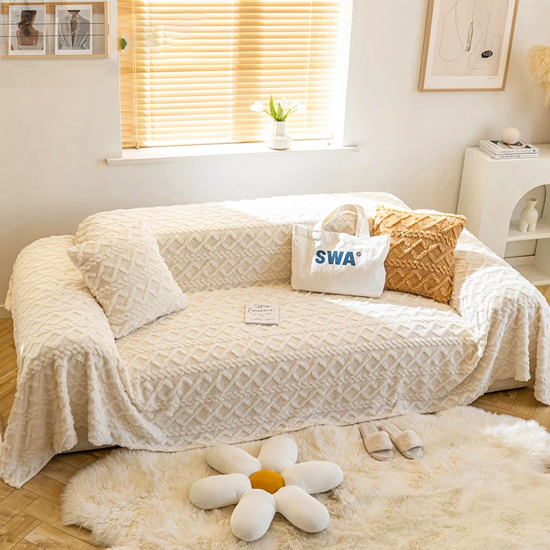 Creamy viento un sofá cubierta de tela de peluche nuevo sofá cubierta todo incluido engrosado sofá toalla antideslizante invierno
