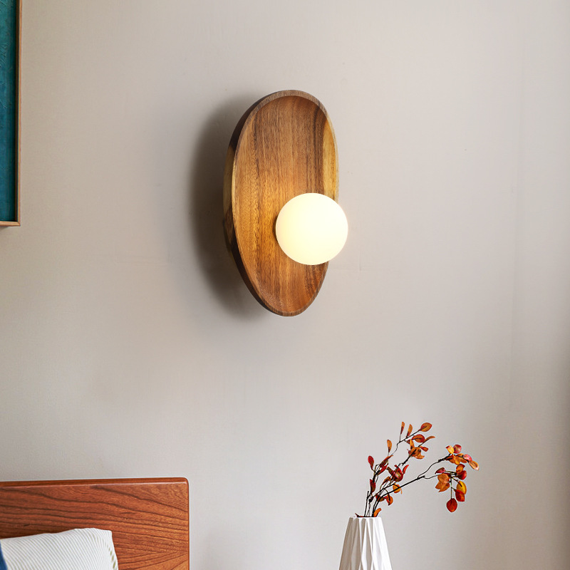 lámpara de cabecera de madera sólida sala de estar simple simple japonés estudio lámpara de pared dormitorio simple cabecera lámpara silenciosa