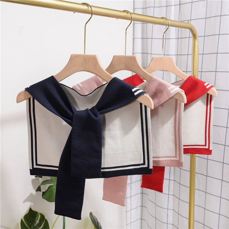 Вязаный узел Кондиционер Комнатный шарф Женская осенне-зимняя верхняя одежда Шаль в морском стиле Интернет Популярная Маленькая шаль на плечо Южная Корея