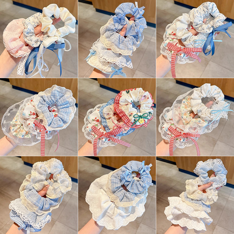 Coreano de alta calidad, anillo de cabello de intestino grueso, cuerda de cabello de encaje de encaje de gran tamaño, toallas de goma cuadradas, cuerda de cabello de anillo