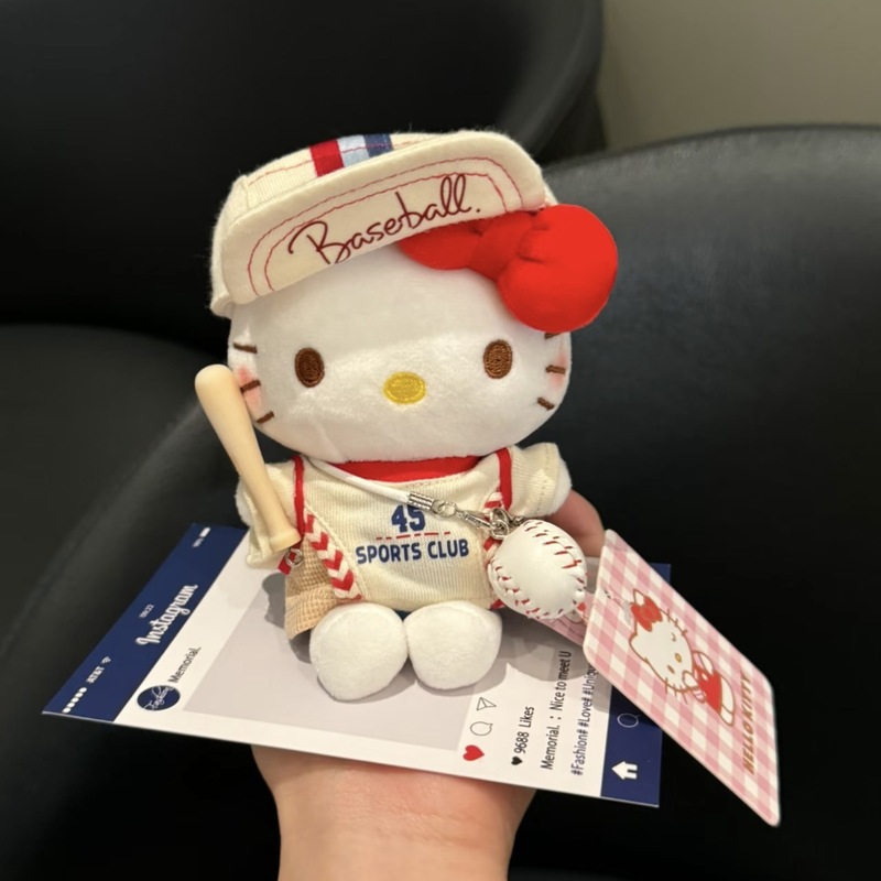 Authentic Baseball Hellokitty Bag Pendant Plush Cartoon Cute Doll Keychain Decoration Gift