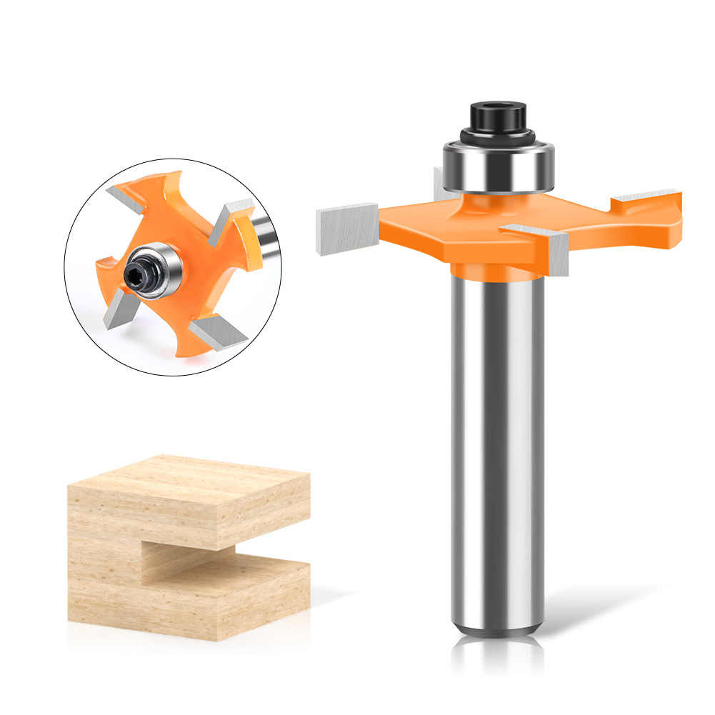 4-Hoja de la bola en forma de T cuchillo 8-MANGO cortador de fresado de carpintería ranurado cuchillo ranura cuchillo aleación cabeza de corte de borde de la cabeza del cortador