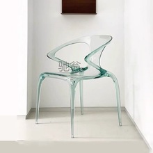 pq意大利透明树脂椅环氧水晶餐椅罗奇堡单椅设计师家具亚克力扶手