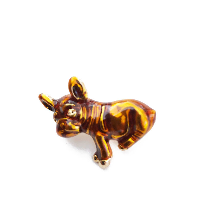 Brown Drip Glaze Cute Dog Brooch display picture 8