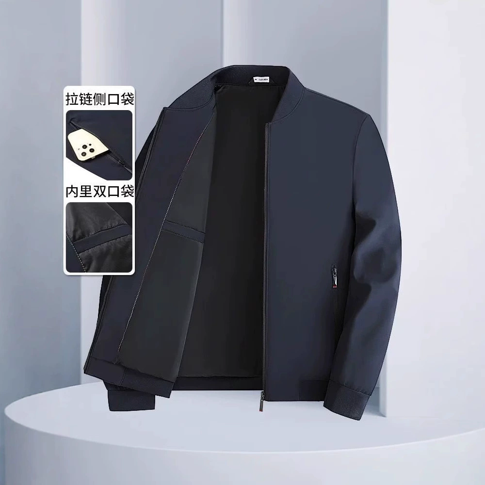 Новая осенняя куртка для папы для мужчин среднего и пожилого возраста, деловая повседневная мужская куртка с тонким воротником-стойкой.