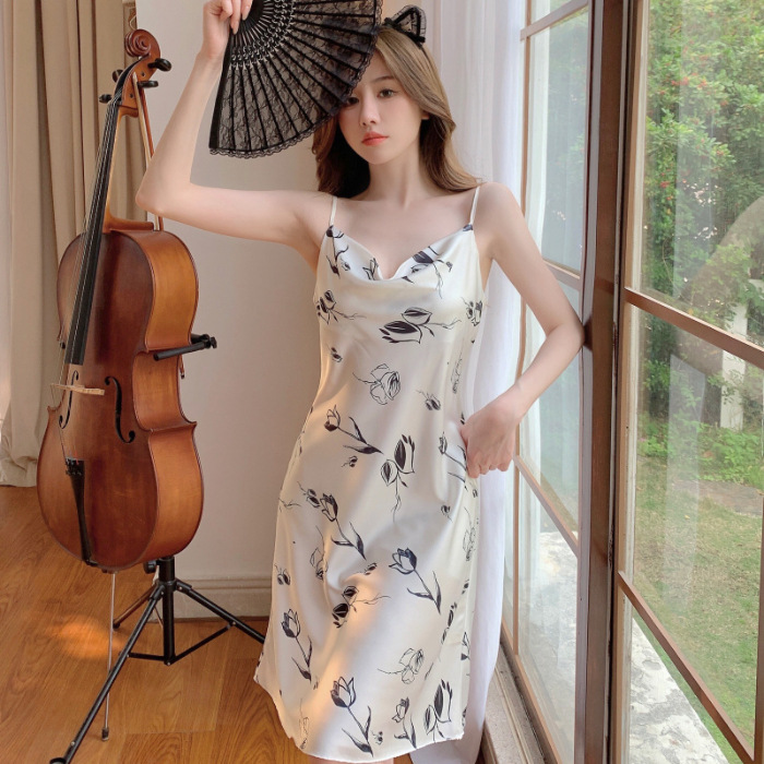 2024 pijamas verano romántico flor swing collar Sling delgada pura flor Correa camisón chica desgaste del hogar