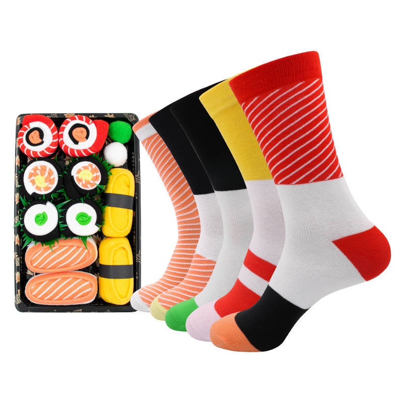 Alimentos transfronterizos Sushi salmón calcetines damas calcetines de cajas de otoño y invierno calcetines de comercio exterior calcetines de algodón de color para mujeres image 9