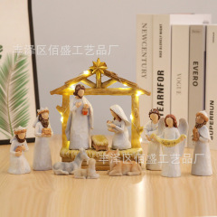 跨境新品亚马逊圣诞节马槽诞生摆件工艺品家居桌面橱窗装饰品礼物