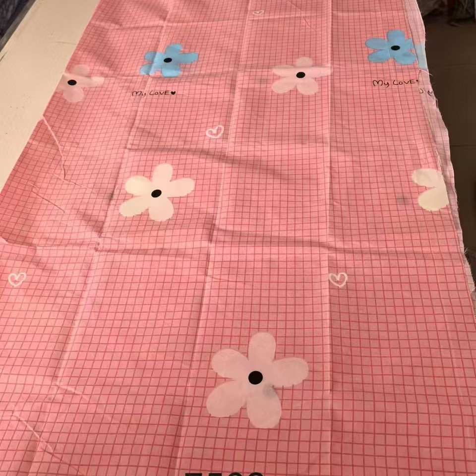 企宣涤纶化纤植物羊绒印花布80g平纹斜纹平网垫子套子床品床单布