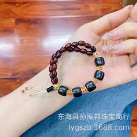 直播供货原创新款紫檀黑檀混搭款手链手串批发
