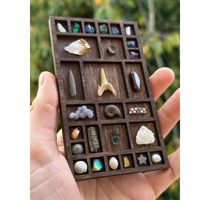 Cross-border Miniature Display Shelf Wooden Miniature Jewelry Rack Mineral Specimen Storage Decoration