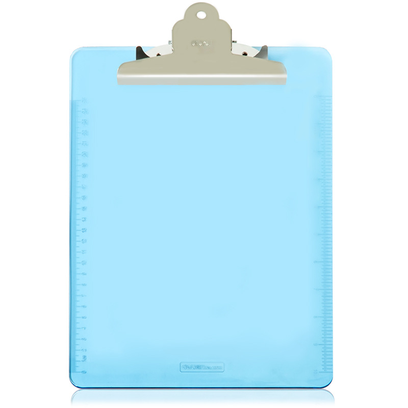 Deli 9252 tablero de escritura clip A4 transparente azul escritura pad archivo férula plástico lectura tablero clip