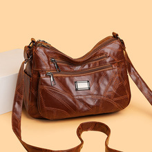 跨境大容量柔软水洗皮包2025新款时尚百搭气质中老年妈妈包斜挎包