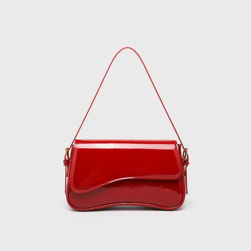 Cross-border Fashion Bag Patent Leather Women's Glaky Face Simple Macaron Color Shoulder Bag Niche Design Sweet Cool Spice Girl Bag