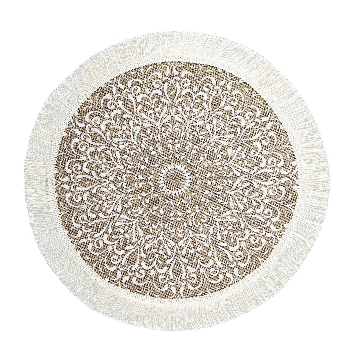 Inventario redondo de yute bordilla trenzada almohadilla de mesa ambiente decoración almohadilla de mesa retro almohadilla aislante térmico