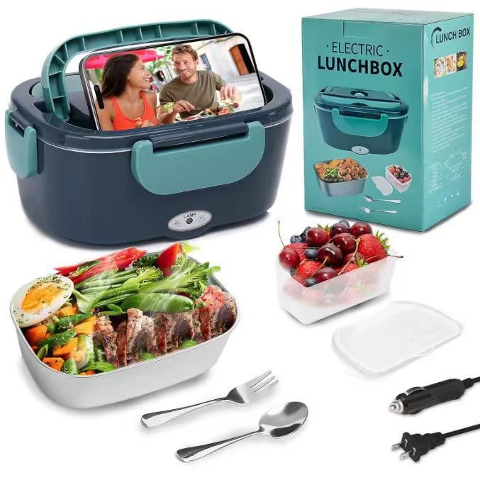 Электрический ланч-бокс от производителя, портативный для дома и автомобиля, поддерживает температуру еды, нагревание осуществляется без необходимости заливания воды.