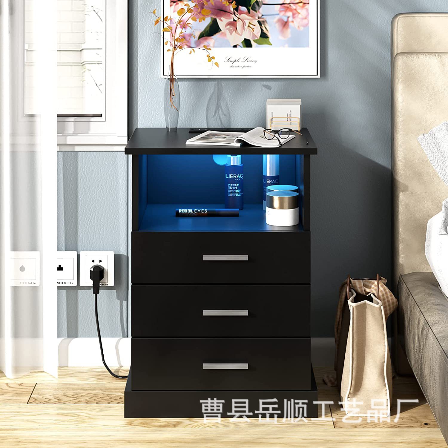 The bedside cabinet minimalist and modern small storage shelf light luxury bedroom bedside bed simple storage