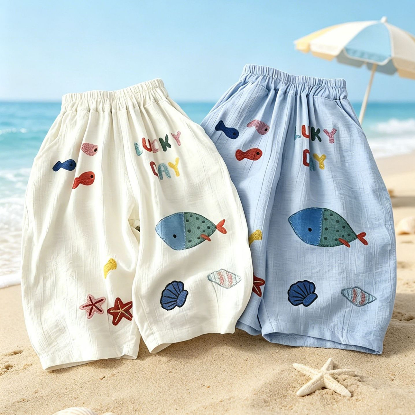 Soft mosquito-repellent pants for children ~ New Japanese style summer boys' casual long pants with car print and drawstring cuffs