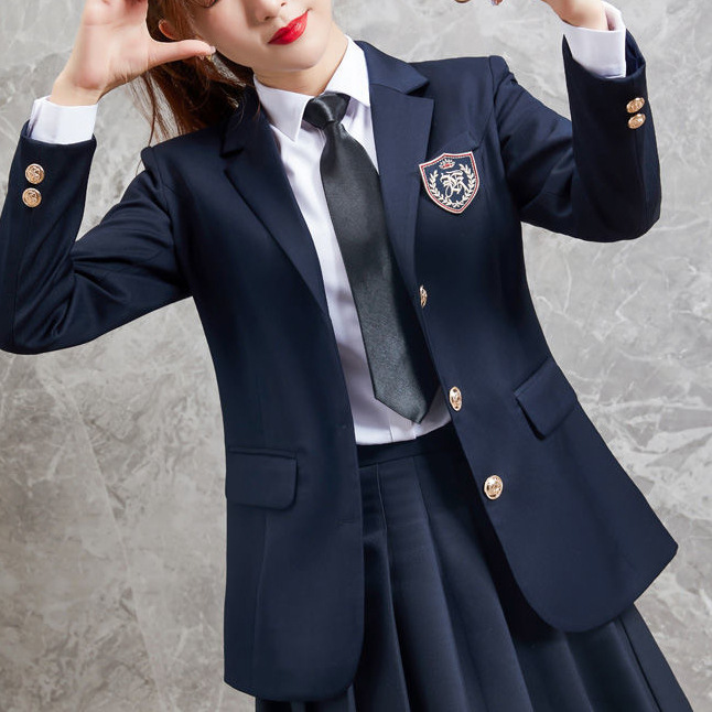 여성 학생 JK 유니폼 긴팔 세 조각 세트 패션 캐주얼 대학 스타일 클래스 원피스 영국 스타일 세트 셔츠 주름 치마
