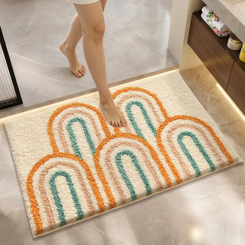 Dajiang Simple Home Bathroom Thickened Flocked Floor Mat, Bathroom...