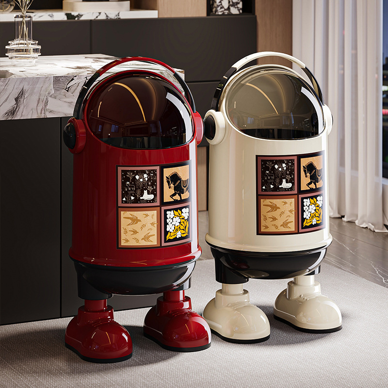Trash Can for Living Room, New Model, Large Capacity, Simple Design with Legs and Lid, Suitable for Bedroom, Light Luxury, High-End, Stylish Wastebasket