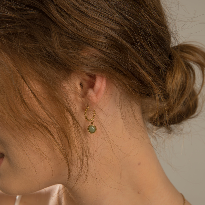 6g Weight PVD Coated Gold Plating Process 304 Stainless Steel Ear Needle Material PVD Coated 18K Gold Real Gold Plated Geometric 304 Stainless Steel French Style Waterproof Non Tarnish Earrings