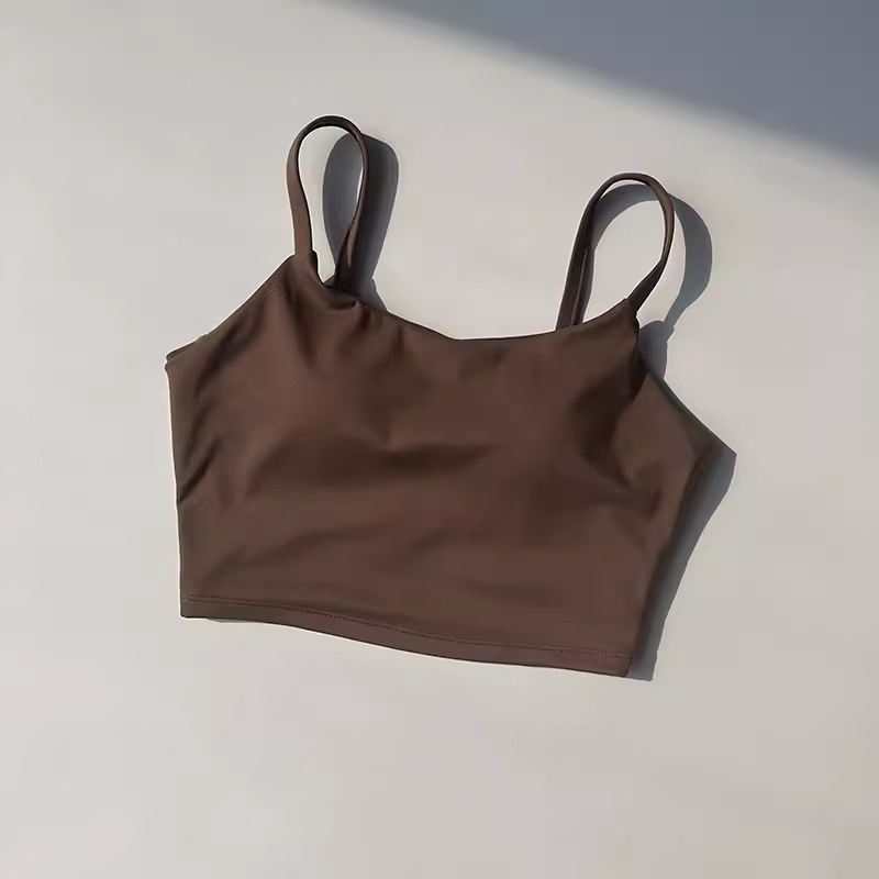 夏薄型スポーツキャミソール女性の胸パッドオールインワン美しい背中ヌードスポーツ下着耐衝撃フィットネスベスト|undefined