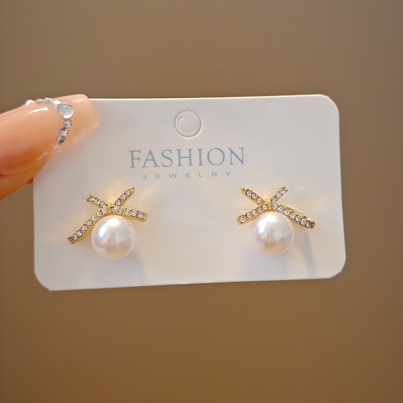 @Oferta especial @ Joyería elegante pendientes simples con lazo de perlas pendientes de moda versátiles de alta gama para mujer pendientes al por mayor