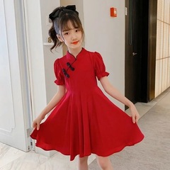 Ladies' Summer Thin New Fashionable Children's Internet Popularity Skirt for Middle-Aged Children Retro Skirt for Primary and Middle School Students Trendy Skirt