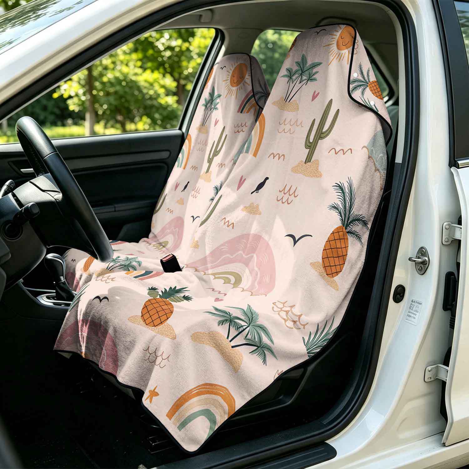 2-piece dual-use car seat cover, ultra-fine fiber, can be used as a beach towel, printed car protective seat cover 6