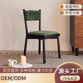 中古风餐椅法式实木椅子厂家现货舒适软垫靠背椅家用复古化妆椅子