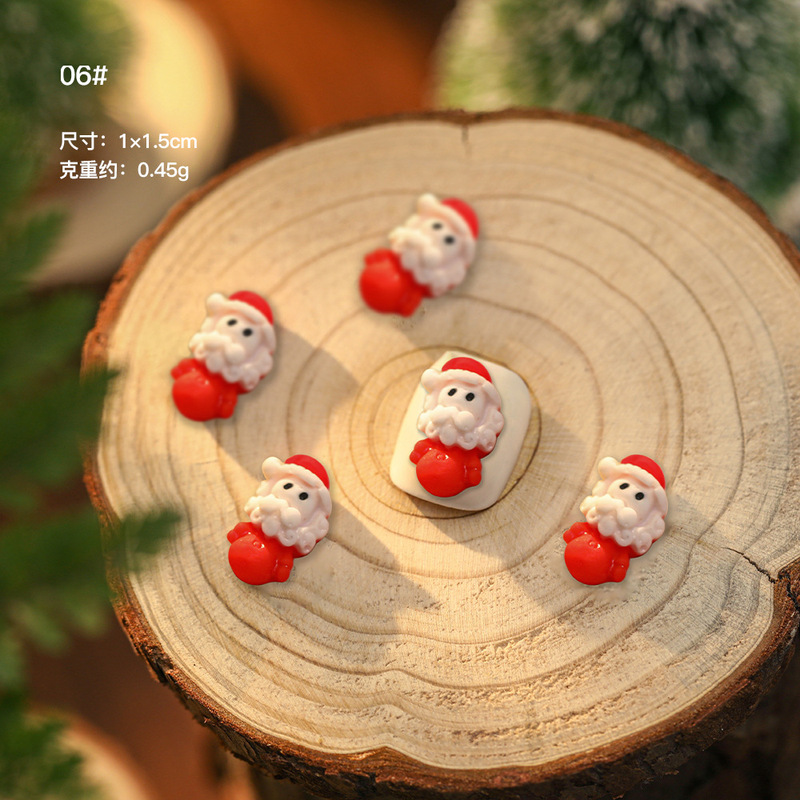 クリスマスネイルアクセサリーヘラジカ鈴靴下雪だるまサンタクロース漫画樹脂アクセサリードリル卸売り|undefined