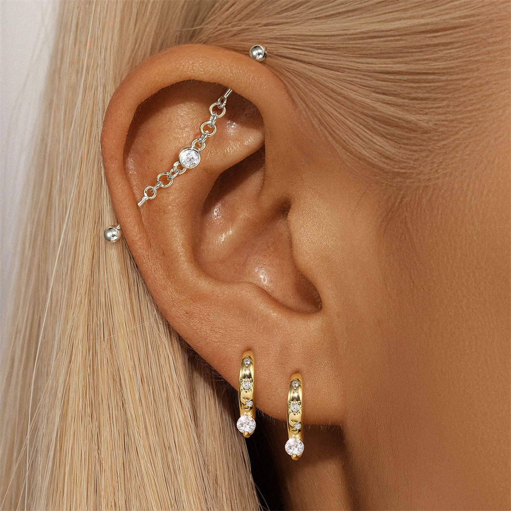 3g Weight Zircon Inlay Material Ear Studs Classification Ear Cartilage Rings & Studs Piercing Type 1 Piece Quantity Daily, Festival Occasion 925 Sterling Silver Material Geometric Pattern Unisex Gender Inlay Design Simple Style Style 1 Piece 925 Sterling Silver Zircon Geometric Ear Studs 14