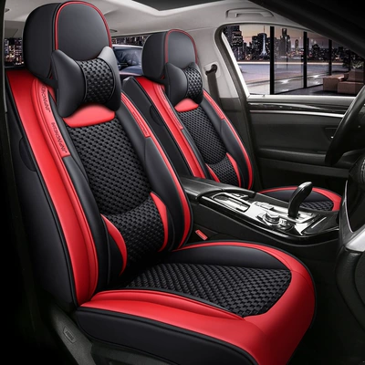 2020 New Car Seat Cushion Full Wrap Solid Waist Full Wrap Leather with Ice Silk Suitable for All Seasons Manufacturer Wholesale Amazon (Four Seasons Pad)