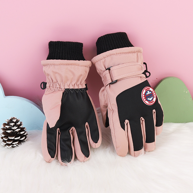 Guantes de ciclismo de pantalla táctil para niños y mujeres en invierno a prueba de viento y frío, esquí caliente, nieve, impermeable, antideslizante y espesado