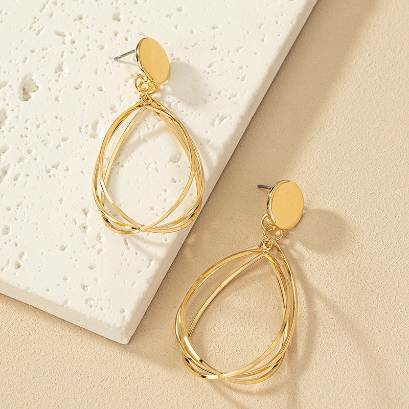 Ferroalloys Material Wholesale Jewelry Vintage Style Water Droplets Metal Plating Drop Earrings
