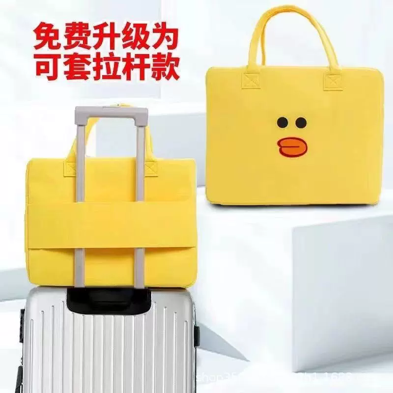 现货毛毡旅行包儿童行李包大容量行李袋购物袋短途卡通毛毡行李