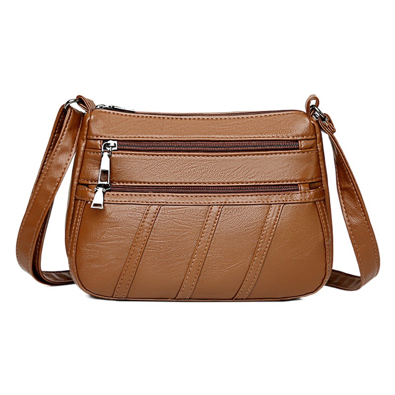 2021 New Soft Leather Women's Bag Shoulder Crossbody Bag Fashionable All-match Mother Bag Multi-layer Large Capacity Mobile Phone Bag