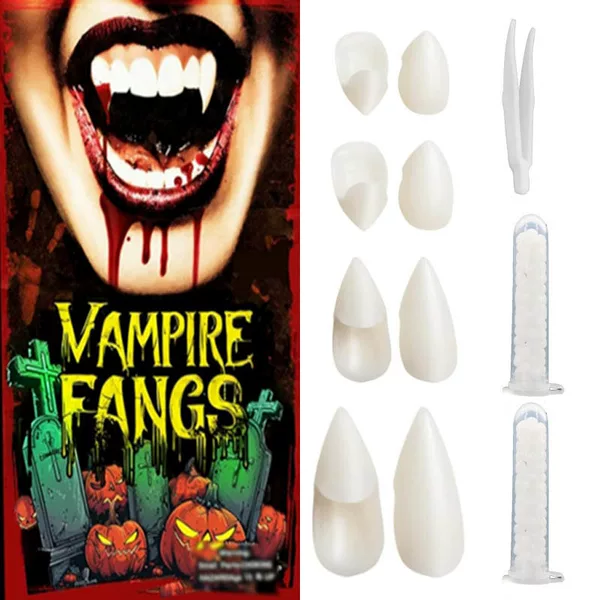 KLQHZC Plastic Tooth Gel Granules moledable fale teeth Halloween vampire fake teeth fangs