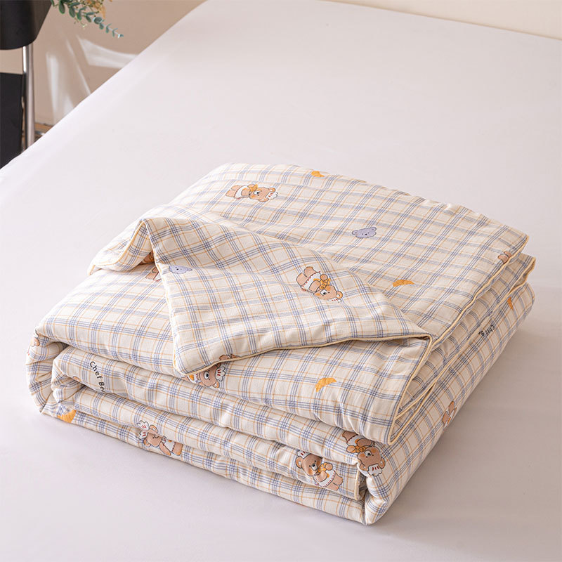 Edredón fresco de verano, edredón de aire acondicionado, hilo de doble capa agradable para la piel, cuerda de cáñamo, edredón de verano, impresión en el hogar, dormitorio de estudiantes, edredón de algodón fino, núcleo