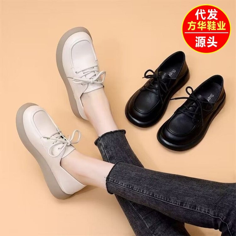 Zapatos de cuero de estilo británico para mujeres 2025 primavera y otoño dos zapatos de trabajo Lefour nuevos zapatos de cuero suave cómodos